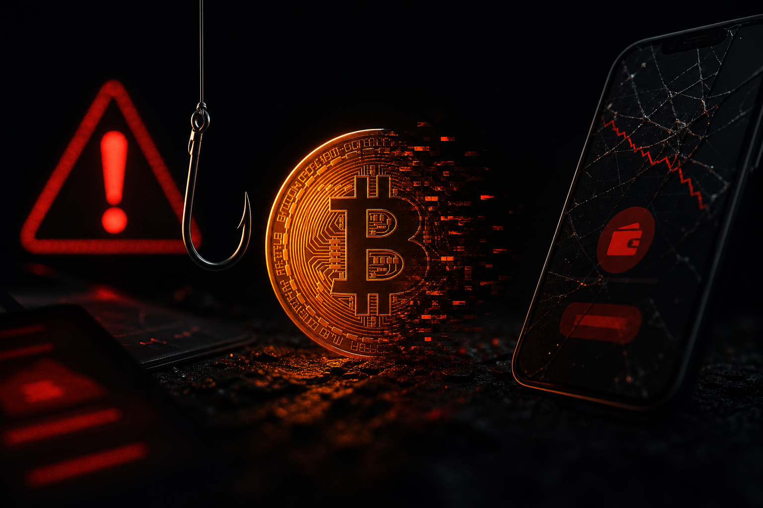 Ilustración de seguridad y fraude con Bitcoin